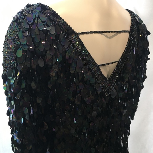 Black Sequin Sho Max Dress Size 4 - Picture 4 of 8